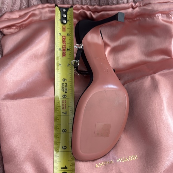 Amina Muaddi Tina black satin mules Savannahs. NIB. - Picture 16 of 17